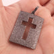 1 Pc Pave Diamond Rectangle With Cross Pendant 925 Sterling Silver -Cross Pendant 44mmx29mm PD2024 - Tucson Beads