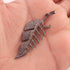 1 Pc Antique Finish Pave Diamond Feather Pendant - 925 Sterling Silver-Diamond Pendant- Necklace Pendant 50mmx18mm PD1759