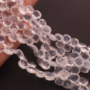 1 Strand Ice Quartz Faceted   Briolettes - Heart Shape  Briolettes  -8mm-9mm-8 Inches BR03318 - Tucson Beads