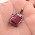 1 Pc Pave Diamond With Ruby Designer Rectangle Pendant Over 925 Sterling Silver 27mmx18mm PD1828