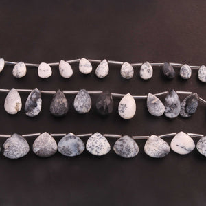 1 Strand Dendrite Opal Faceted Briolettes -Heart Shape Briolettes - 12mmx13mm-19mmx20mm-7.5 inch BR03329 - Tucson Beads