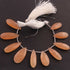 1  Strand Peach Moonstone  Faceted Briolettes  - Pear Shape  Briolettes  24mmx9mm-26mmx12mm 5.5Inches BR3997