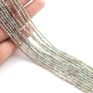 5 Strands Green Silverite Faceted Gemstone Balls Beads - Silverite Faceted Round Ball Bead 3mm 13 Inch RB0477 - Tucson Beads