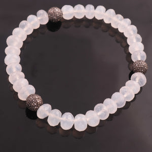 Natural Chalcedony Beaded Bracelet - Beads Bracelet -Single Wrap Bracelet- Gemstone Bracelet BB006 - Tucson Beads