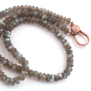 Labradorite Beaded Necklace - Necklace With Lobster - Long Knotted Beads Necklace -Single Wrap Necklace - Gemstone Necklace BN041 - Tucson Beads