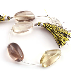 1  Strand Bio Lemon And Smoky Quartz Smooth Briolettes - Assorted Shape Beads 28mmx15mm ,8 Inches BR4405 - Tucson Beads