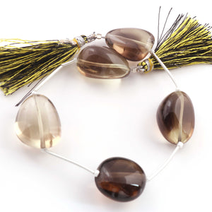 1  Strand Bio Lemon And Smoky Quartz Smooth Briolettes - Assorted Shape Beads 20mmx15mm ,8 Inches BR4403 - Tucson Beads