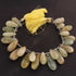 1 Strand Shaded Yellow & Green Chalcedony Smooth Briolettes - Pear Shape Briolettes - 19mmx10mm-35mmx14mm 8.5 Inches BR2105