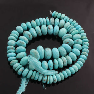 1 Strand Natural Sleeping Beauty Arizona Turquoise  Rondelles - Semi Precious Stone Rondelles - 4mm- 10mm -14 Inch BR02642 - Tucson Beads