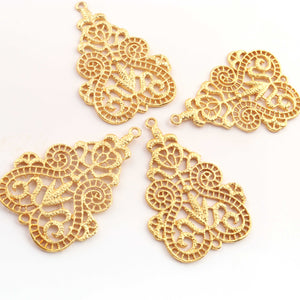 5 Pcs 24K Gold Plated Designer Copper Fancy Shape Pendant Charm-Fancy Copper Pendant -55mmx38mm GPC1601 - Tucson Beads