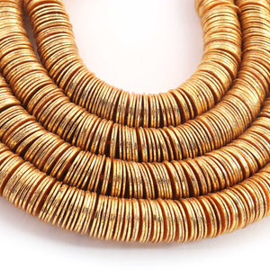 1 Strand Disc Beads 24k Gold  Plated On Copper-Potato Chips Beads- 10mm- 8 inch Strand GPC1610 - Tucson Beads