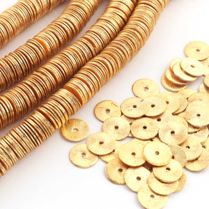 1 Strand Disc Beads 24k Gold  Plated On Copper-Potato Chips Beads- 10mm- 8 inch Strand GPC1610 - Tucson Beads