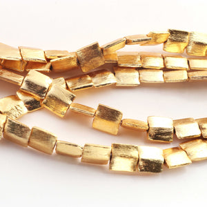 2 Stand Gold Plated Designer Copper Square Shape Beads, Copper Beads, Jewelry Making, 8mmx9mm , 8 inches GPC1608 - Tucson Beads