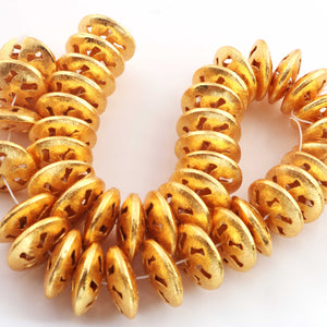 1 Strand AAA Quality Casting Fancy Rondelles 24K Gold Plated on Copper - Fancy Rondelles Beads 20mmx7mm 7 Inch Strand GPC1605 - Tucson Beads