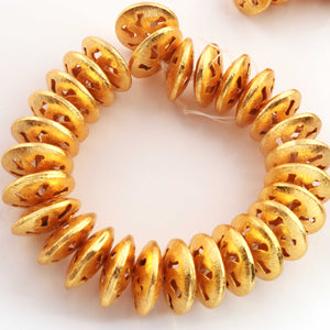 1 Strand AAA Quality Casting Fancy Rondelles 24K Gold Plated on Copper - Fancy Rondelles Beads 20mmx7mm 7 Inch Strand GPC1605 - Tucson Beads