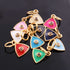 1 Pc Pave Diamond Enamel Trillion Shape Pendant, Yellow Gold Vermeil, 12mmx10mm Bakelite Pendant in 10 Colors, You Choose PDC00157