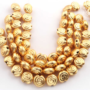 2 Strand  24k Gold Plated Copper Round Beads, Spiral Designer Beads, Jewelry Making , 12mmx11mm, gpc1188 - Tucson Beads