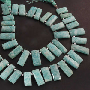 1   Strand Amazonite Faceted Briolettes - Rectangle Bar  Shape Briolettes -15mmx10mm-28mmx11mm- 10 Inches BR1294 - Tucson Beads