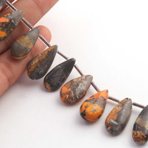 1  Strand  Bumble Bee Jasper Smooth Briolettes -Pear  Shape  Briolettes - 19mmx9mm-22mmx10mm  7 Inches BR01589 - Tucson Beads