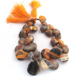1 Strand  Bumble Bee Jasper Smooth Briolettes -Heart Shape  Briolettes - 13mmx12mm-24mmx20mm 8.5 Inches BR02323 - Tucson Beads