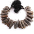 1 Strand Black Sun Stone Faceted Briolettes -Semi Precious Gemstone Long Pear Shape Briolettes 31mmx10mm-43mmx12mm - 9 Inches BR03259