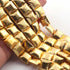 1 Stand Gold Plated Designer Copper Square Shape Beads, Copper Beads, Jewelry Making, 14mm , 8 inches GPC1321