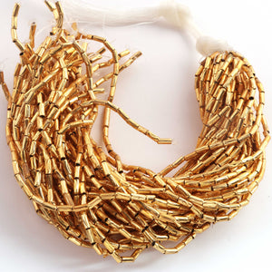 5 Strands AAA Quality Gold Plated Designer Copper Tube Beads,Pipe Beads Jewelry Making Supplies, 5mmx2mm,7 inches Bulk Lot GPC1616 - Tucson Beads