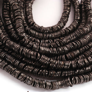 1 Strand Wave Disc Beads Oxidized Plated on Copper - Potato Chips Black Copper Beads 6mm 8 Inches Strand GPC1053 - Tucson Beads