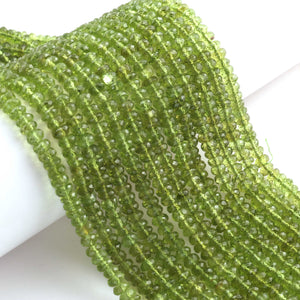 1 Strand Peridot  Faceted Roundelles Beads -Roundelles  Shape Gemstone Beads - 6mm- 8 Inches BR03217 - Tucson Beads