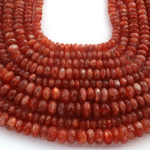 1 Long Strand Sunstone Faceted Rondelles  - Rondelles Shape  Gemstone beads - 6mm-12mm-14.5 Inches BR03218 - Tucson Beads