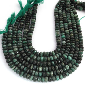 1  Strand  Shaded  Emerald  Faceted Roundells - Semi Precious Gemstone Rondelles Beads-9mm-10mm-13 Inches BR03299 - Tucson Beads