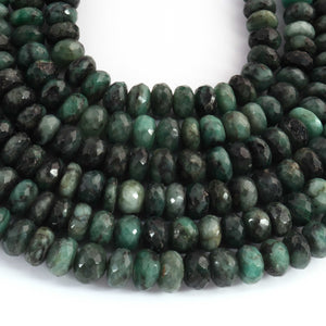 1  Strand  Shaded  Emerald  Faceted Roundells - Semi Precious Gemstone Rondelles Beads-9mm-10mm-13 Inches BR03299 - Tucson Beads