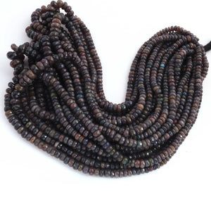1 Strand Black Ethiopian Welo Opal Faceted Rondelles - Ethiopian Roundelles Beads 4mm-7mm 16 Inches BR03297 - Tucson Beads