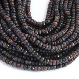 1 Strand Black Ethiopian Welo Opal Faceted Rondelles - Ethiopian Roundelles Beads 4mm-7mm 16 Inches BR03297 - Tucson Beads