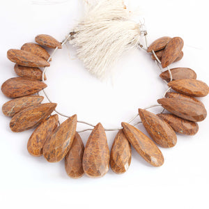 1  Strand Brown Jasper Faceted Briolettes  - Pear Shape Briolettes  -21mmx10mm-41mmx15mm - 9 Inches BR03290 - Tucson Beads