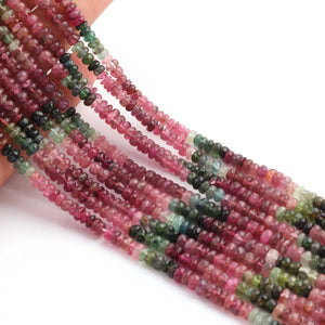 1  Long Strand Multi Tourmaline  Smooth Roundelles - Beads - Gemstone Rondelles Beads 3mm- 4mm-15 Inches BR03295 - Tucson Beads