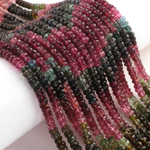 1  Long Strand Multi Tourmaline  Faceted Rondelles -Tourmaline Roundel Beads - Gemstone Rondelles 4mm-5mm-14.5 Inches BR03209 - Tucson Beads