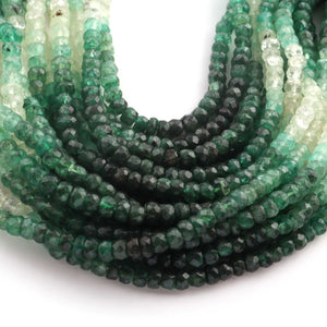 1  Long Strand Shaded Emerald  Faceted Roundells -  Roundells Shape Gemstone Beads-4mm-16.5 Inches BR03225 - Tucson Beads