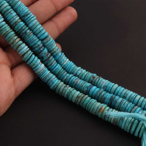 1 Strand Natural Arizona Turquoise Faceted Heishi wheel  Rondelles Beads - Arizona Turquois Rondelles 2mm -17mm-8 Inch  BR03283 - Tucson Beads