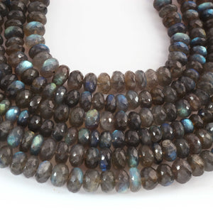 1 Long Strand Labradorite Faceted Roundells - Round Shape Roundells- 4mm-10 mm-15 Inches BR03266 - Tucson Beads