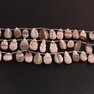 1  Strand Pink Opal Carving Pear Shape  Smooth Briolettes   - 11mmX8mm-19mmX13mm - 9  Inches BR03267 - Tucson Beads