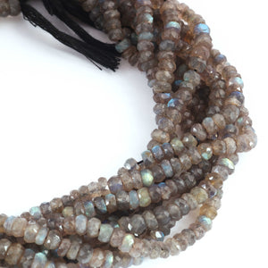 1 Long Strand Labradorite Faceted Roundells - Round Shape Roundells- 3mm-5 mm-13 Inches BR03261 - Tucson Beads