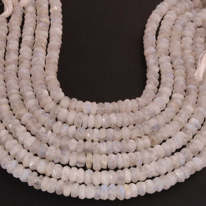1 Strand White Rainbow Moonstone Faceted Rondelles  - Moonstone rondelles 6mm -10 Inches BR03304 - Tucson Beads