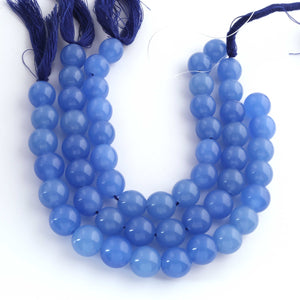 1 Strands Blue Chalcedony  Smooth Ball Beads ,Gemstone Ball Beads- 10mm - 8 Inch -BR03302 - Tucson Beads