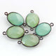 5 Pcs Green Chalcedony Oxidized Silver  Plated Faceted Oval Shape Connector Double Bali - 24mmx19mm -PC423 - Tucson Beads