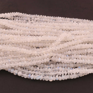1  Long Strand White Rainbow Moonstone Faceted Rondelles  - Moonstone rondelles - 5mm ,16  Inches BR0509 - Tucson Beads