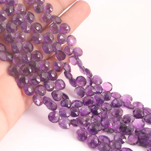 1  Strand  Amethyst Faceted Briolettes  -Heart Shape  Briolettes - 7mmx7mm-8mmx8mm ,8 Inches BR01486 - Tucson Beads