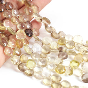 1 Strand Bio Lemon and Smoky Quartz  Faceted Briolettes - Heart Shape Briolettes  9mmx9mm -10mmx10mm 8 Inches BR02408 - Tucson Beads