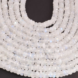 1 Strand White Rainbow  Moonstone Faceted Rondelles  - 6mm-7mm ,11.5 Inches BR02502 - Tucson Beads