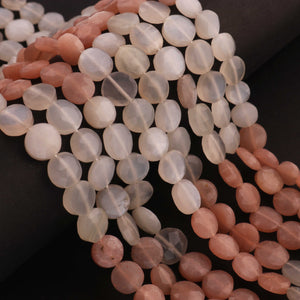 1 Strand Multi Moonstone  Faceted Briolettes - Coin Shape Briolette , 8mm 12 Inches Br03546 - Tucson Beads